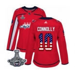 Women Adidas Washington Capitals #10 Brett Connolly Authentic Red USA Flag Fashion 2018 Stanley Cup Final Champions NHL Jersey