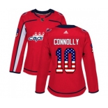 Women Adidas Washington Capitals #10 Brett Connolly Authentic Red USA Flag Fashion NHL Jersey