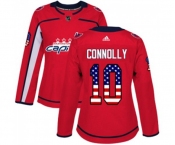 Women Adidas Washington Capitals #10 Brett Connolly Authentic Red USA Flag Fashion NHL Jersey