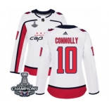 Women Adidas Washington Capitals #10 Brett Connolly Authentic White Away 2018 Stanley Cup Final Champions NHL Jersey