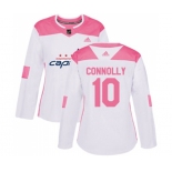 Women Adidas Washington Capitals #10 Brett Connolly Authentic White Pink Fashion NHL Jersey