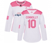 Women Adidas Washington Capitals #10 Brett Connolly Authentic White Pink Fashion NHL Jersey