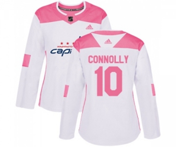 Women Adidas Washington Capitals #10 Brett Connolly Authentic White Pink Fashion NHL Jersey