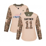 Women Adidas Washington Capitals #11 Mike Gartner Authentic Camo Veterans Day Practice NHL Jersey