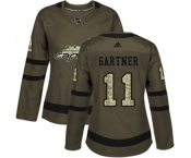 Women Adidas Washington Capitals #11 Mike Gartner Authentic Green Salute to Service NHL Jersey