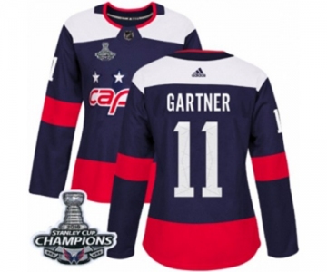 Women Adidas Washington Capitals #11 Mike Gartner Authentic Navy Blue 2018 Stadium Series 2018 Stanley Cup Final Champions NHL Jersey