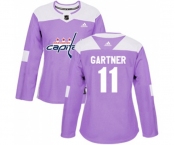 Women Adidas Washington Capitals #11 Mike Gartner Authentic Purple Fights Cancer Practice NHL Jersey