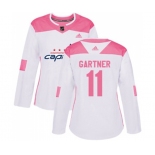 Women Adidas Washington Capitals #11 Mike Gartner Authentic White Pink Fashion NHL Jersey