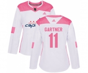 Women Adidas Washington Capitals #11 Mike Gartner Authentic White Pink Fashion NHL Jersey