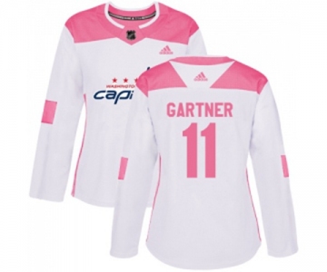 Women Adidas Washington Capitals #11 Mike Gartner Authentic White Pink Fashion NHL Jersey