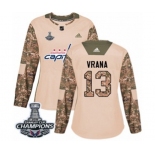 Women Adidas Washington Capitals #13 Jakub Vrana Authentic Camo Veterans Day Practice 2018 Stanley Cup Final Champions NHL Jersey