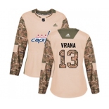 Women Adidas Washington Capitals #13 Jakub Vrana Authentic Camo Veterans Day Practice NHL Jersey