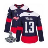 Women Adidas Washington Capitals #13 Jakub Vrana Authentic Navy Blue 2018 Stadium Series 2018 Stanley Cup Final Champions NHL Jersey