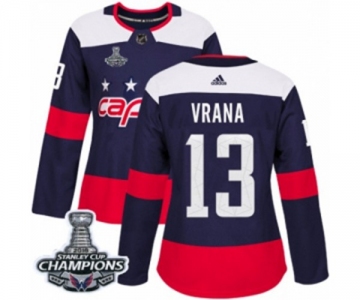 Women Adidas Washington Capitals #13 Jakub Vrana Authentic Navy Blue 2018 Stadium Series 2018 Stanley Cup Final Champions NHL Jersey