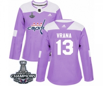 Women Adidas Washington Capitals #13 Jakub Vrana Authentic Purple Fights Cancer Practice 2018 Stanley Cup Final Champions NHL Jersey