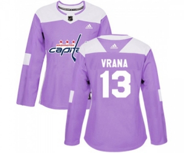 Women Adidas Washington Capitals #13 Jakub Vrana Authentic Purple Fights Cancer Practice NHL Jersey