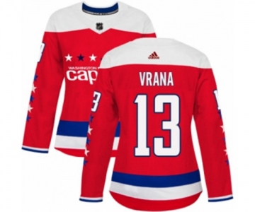 Women Adidas Washington Capitals #13 Jakub Vrana Authentic Red Alternate NHL Jersey