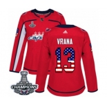 Women Adidas Washington Capitals #13 Jakub Vrana Authentic Red USA Flag Fashion 2018 Stanley Cup Final Champions NHL Jersey