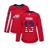 Women Adidas Washington Capitals #13 Jakub Vrana Authentic Red USA Flag Fashion NHL Jersey