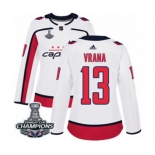 Women Adidas Washington Capitals #13 Jakub Vrana Authentic White Away 2018 Stanley Cup Final Champions NHL Jersey