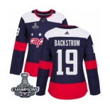 Women Adidas Washington Capitals #19 Nicklas Backstrom Authentic Navy Blue 2018 Stadium Series 2018 Stanley Cup Final Champions NHL Jersey