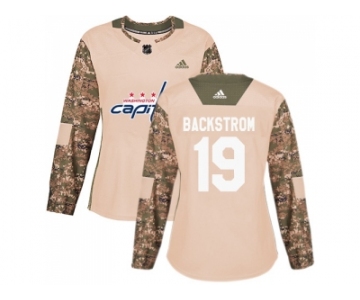 Women Adidas Washington Capitals #19 Nicklas Backstrom Camo Authentic 2017 Veterans Day Stitched NHL Jersey