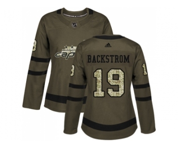 Women Adidas Washington Capitals #19 Nicklas Backstrom Green Salute to Service Stitched NHL Jerse