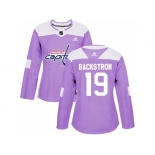 Women Adidas Washington Capitals #19 Nicklas Backstrom Purple Authentic Fights Cancer Stitched NHL Jersey