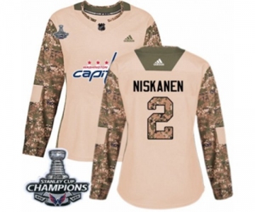 Women Adidas Washington Capitals #2 Matt Niskanen Authentic Camo Veterans Day Practice 2018 Stanley Cup Final Champions NHL Jersey