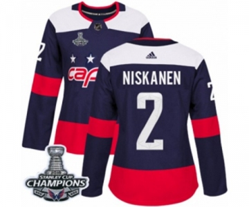 Women Adidas Washington Capitals #2 Matt Niskanen Authentic Navy Blue 2018 Stadium Series 2018 Stanley Cup Final Champions NHL Jersey