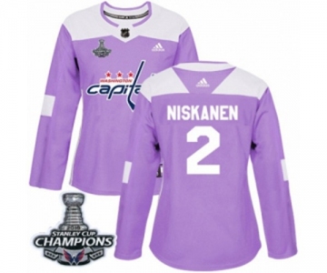 Women Adidas Washington Capitals #2 Matt Niskanen Authentic Purple Fights Cancer Practice 2018 Stanley Cup Final Champions NHL Jersey