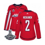 Women Adidas Washington Capitals #2 Matt Niskanen Authentic Red Home 2018 Stanley Cup Final Champions NHL Jersey