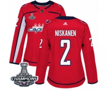 Women Adidas Washington Capitals #2 Matt Niskanen Authentic Red Home 2018 Stanley Cup Final Champions NHL Jersey