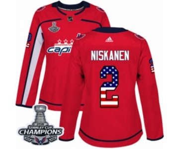 Women Adidas Washington Capitals #2 Matt Niskanen Authentic Red USA Flag Fashion 2018 Stanley Cup Final Champions NHL Jersey