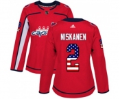 Women Adidas Washington Capitals #2 Matt Niskanen Authentic Red USA Flag Fashion NHL Jersey