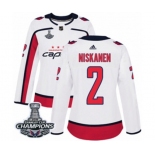 Women Adidas Washington Capitals #2 Matt Niskanen Authentic White Away 2018 Stanley Cup Final Champions NHL Jersey