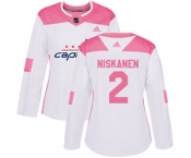 Women Adidas Washington Capitals #2 Matt Niskanen Authentic White Pink Fashion NHL Jersey