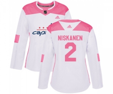 Women Adidas Washington Capitals #2 Matt Niskanen Authentic White Pink Fashion NHL Jersey