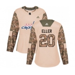 Women Adidas Washington Capitals #20 Lars Eller Authentic Camo Veterans Day Practice NHL Jersey