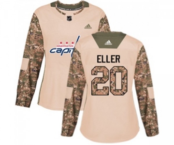 Women Adidas Washington Capitals #20 Lars Eller Authentic Camo Veterans Day Practice NHL Jersey