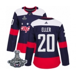 Women Adidas Washington Capitals #20 Lars Eller Authentic Navy Blue 2018 Stadium Series 2018 Stanley Cup Final Champions NHL Jersey