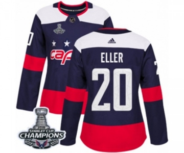 Women Adidas Washington Capitals #20 Lars Eller Authentic Navy Blue 2018 Stadium Series 2018 Stanley Cup Final Champions NHL Jersey