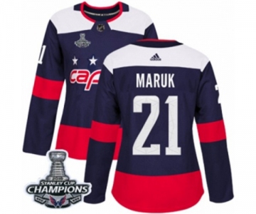 Women Adidas Washington Capitals #21 Dennis Maruk Authentic Navy Blue 2018 Stadium Series 2018 Stanley Cup Final Champions NHL Jersey