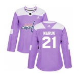 Women Adidas Washington Capitals #21 Dennis Maruk Authentic Purple Fights Cancer Practice NHL Jersey