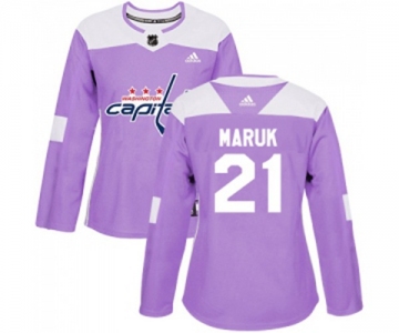 Women Adidas Washington Capitals #21 Dennis Maruk Authentic Purple Fights Cancer Practice NHL Jersey