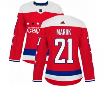 Women Adidas Washington Capitals #21 Dennis Maruk Authentic Red Alternate NHL Jersey