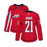 Women Adidas Washington Capitals #21 Dennis Maruk Premier Red Home NHL Jersey