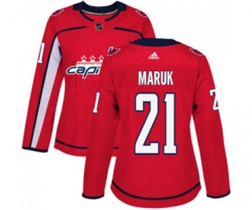 Women Adidas Washington Capitals #21 Dennis Maruk Premier Red Home NHL Jersey