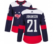 Women Adidas Washington Capitals #21 Lucas Johansen Authentic Navy Blue 2018 Stadium Series NHL Jersey