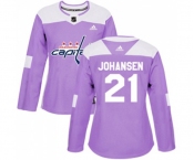 Women Adidas Washington Capitals #21 Lucas Johansen Authentic Purple Fights Cancer Practice NHL Jersey